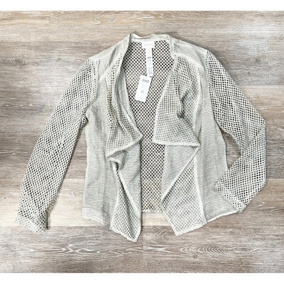 Chico's 0 Sz S Beige Green Mesh Open Draped Jacket NEW - Picture 6 of 8